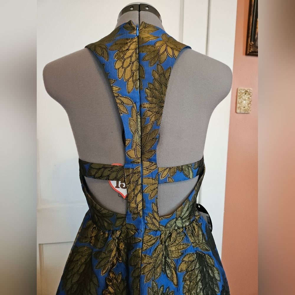 NWT Ark & Co Blue and Olive Quilted Mini Party Dress S - Picture 7 of 8